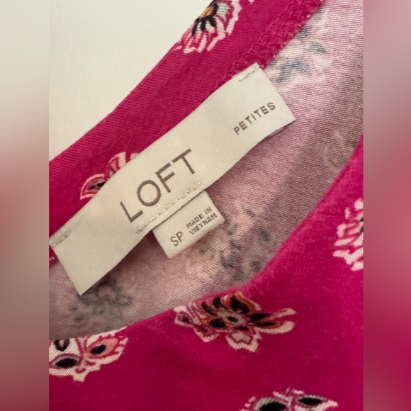 LOFT Pink Floral V-neck Dress - Picture 2 of 4